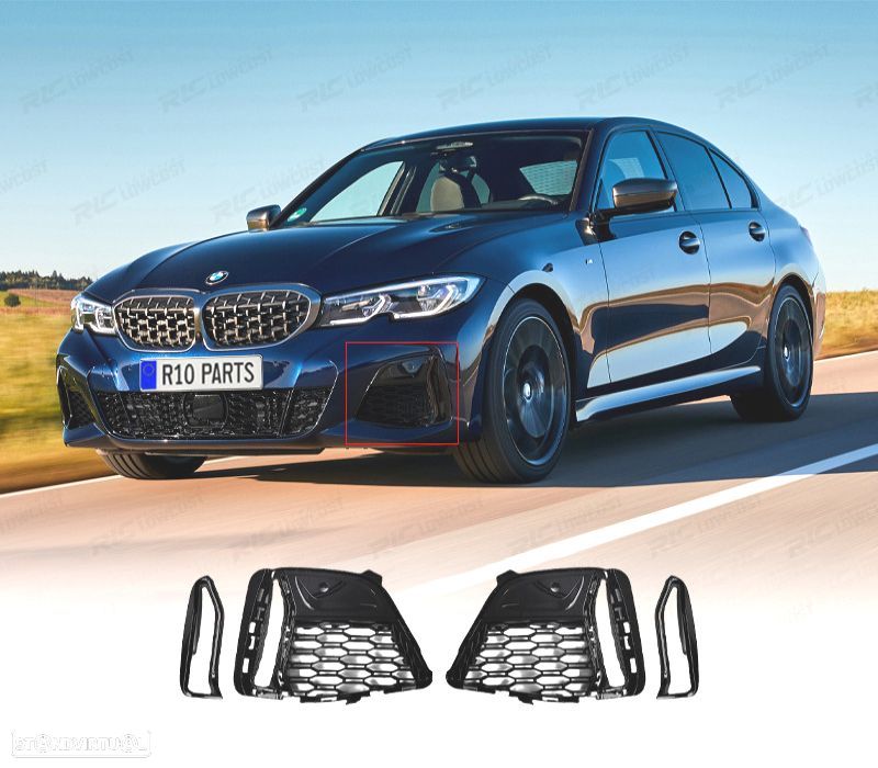 GRELHAS DE FAROIS NEVOEIRO BMW G20 19-22 LOOK M340 PRETO BRILHANTE - 1
