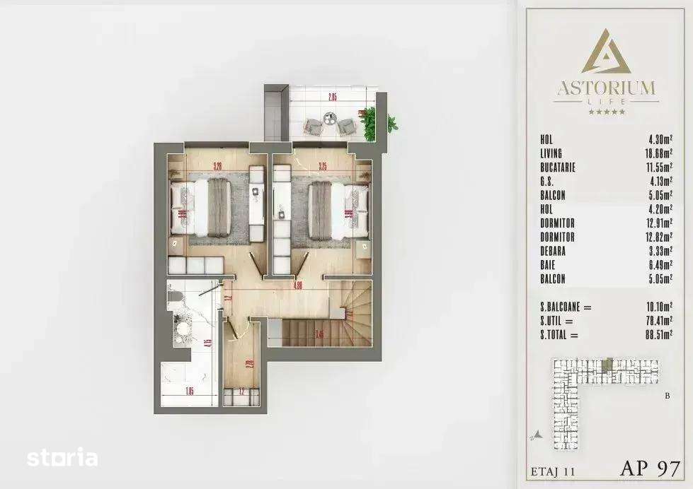 DUPLEX EXCLUSIV FINALIZAT | ETAJ 10 si 11 | 3 CAMERE | TVA INCLUS — fotografia 3