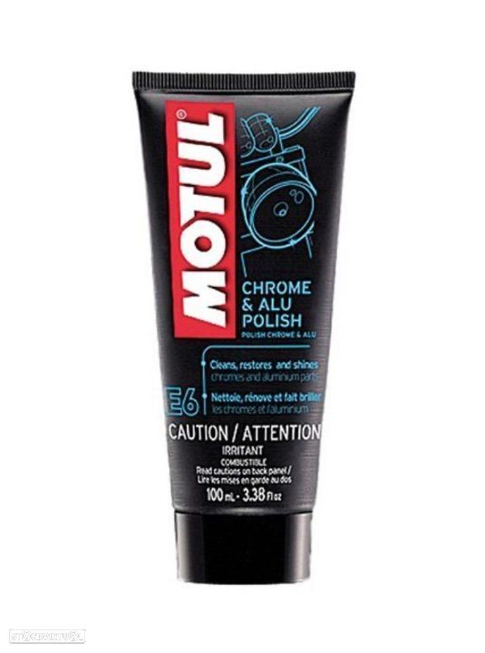 Motul, cromados e alumínios, alu polish E6 limpa proteje e restaura superficies cromadas e alumínio - 1