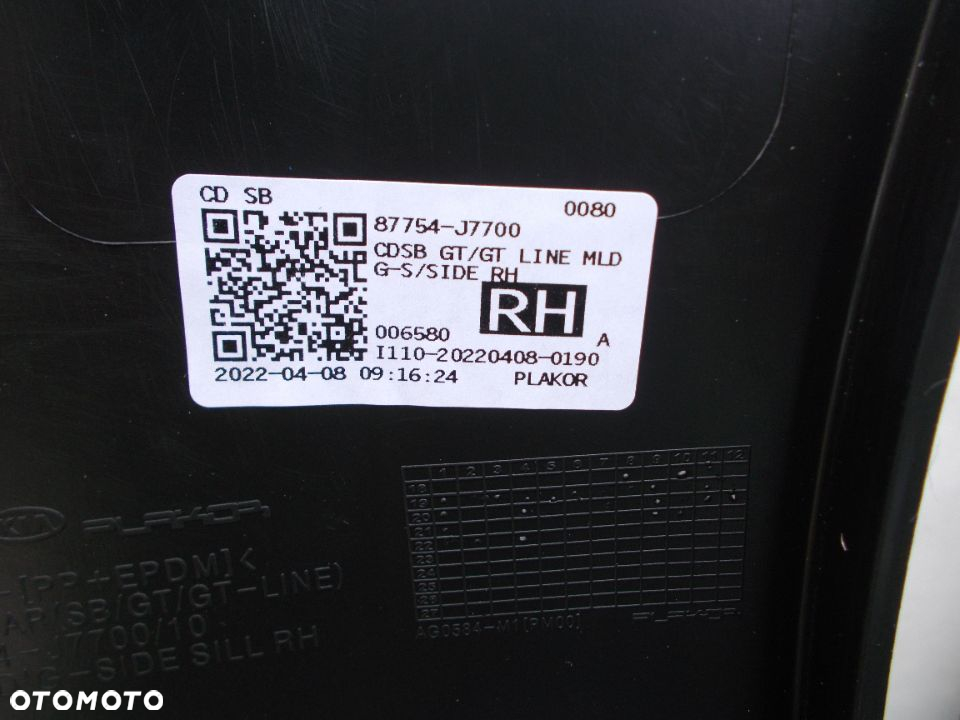 KIA PRO CEED III GT LISTWA PROGOWA PRÓG PRAWA NOWA 87754-J7700 - 3