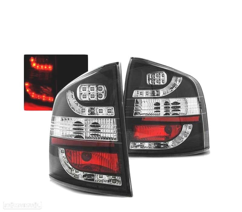 FAROLINS TRASEIROS LED PARA SKODA OCTAVIA KOMBI II 04-12 BLACK PRETO - 1