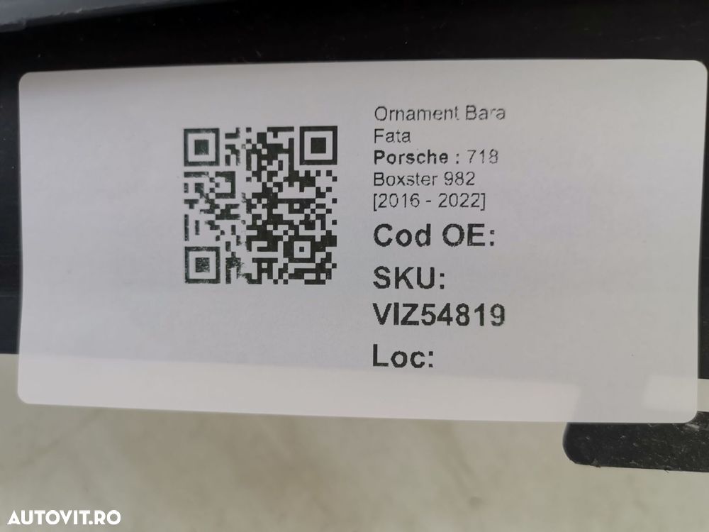 Ornament Bara Fata Porsche 718 Boxster 982 2016 2017 2018 2019 2020 20 - 8