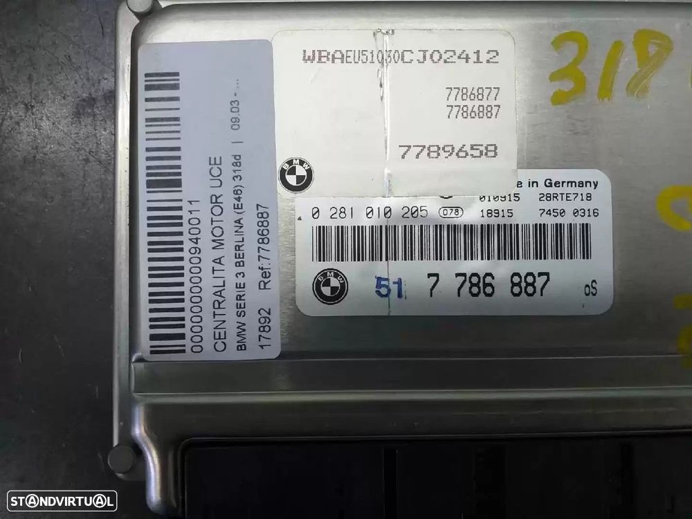 CENTRALINA MOTOR UCE BMW 3 2002 -7786887 - 2