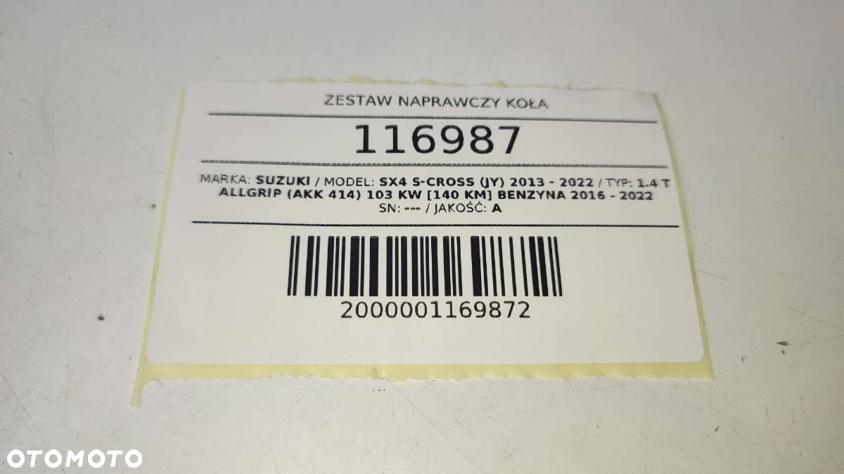 ZESTAW NAPRAWCZY KOŁA WKŁAD BAGAŻNIKA SUZUKI SX4 S-CROSS LIFT 75491-61M00 - 7