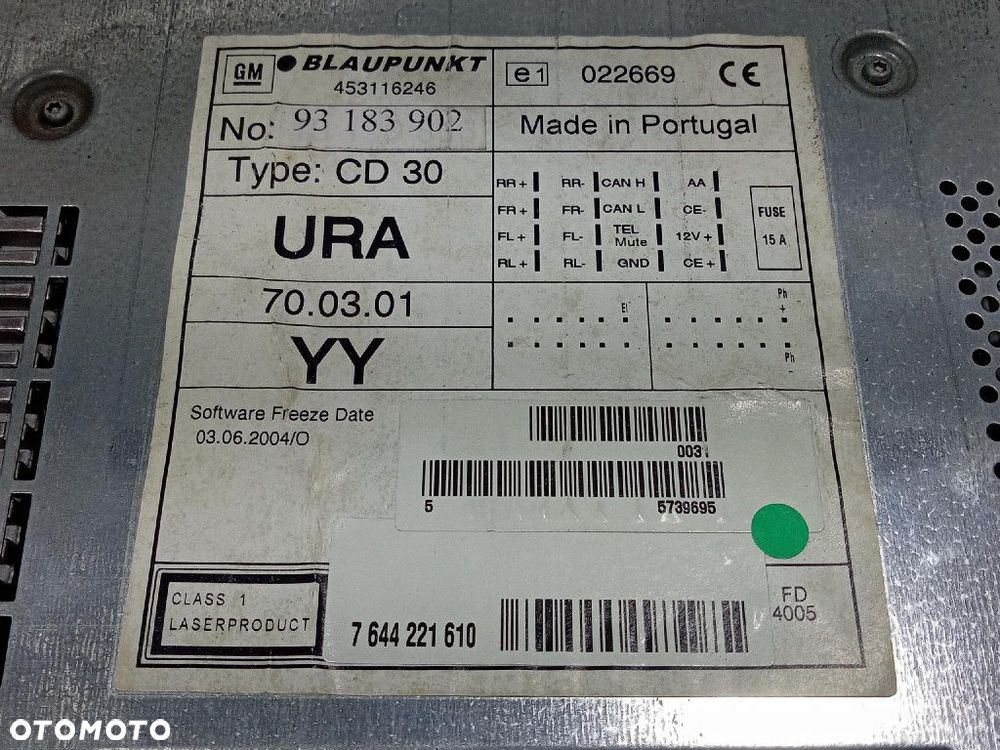 OPEL ASTRA III H RADIO FABRYCZNE OEM CD 30 WYŚWIETLACZ 93183902 - 7