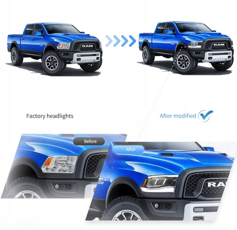 Reflektor Lampa kpl Vland Full Led Neon Tuning Dodge Ram IV 4 08-24 Classic - 12