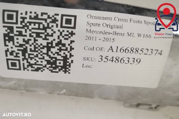 Ornament Crom Fusta Spoiler Bara Spate Original  Mercedes-Benz  ML  W1 - 7