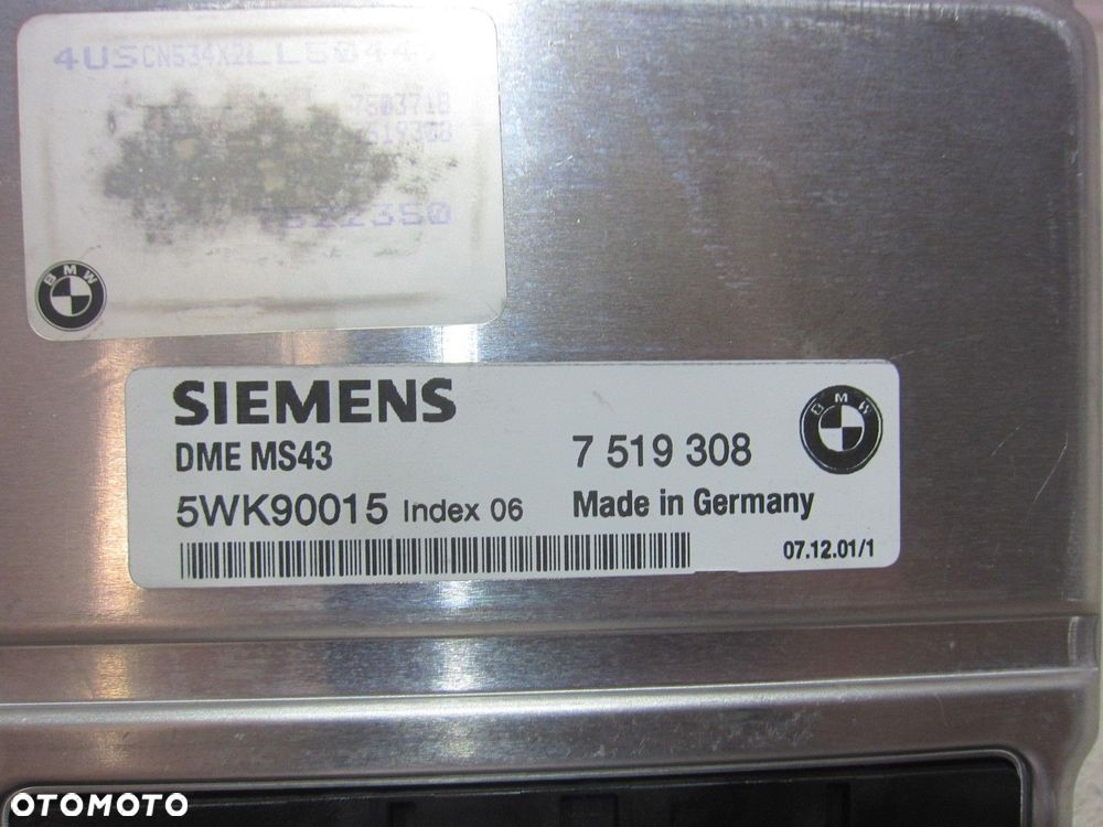 BMW Z3 E36 M54B30 KOMPUTER MODUŁ STEROWNIK SILNIKA KLUCZYK ZESTAW 7519308 - 4