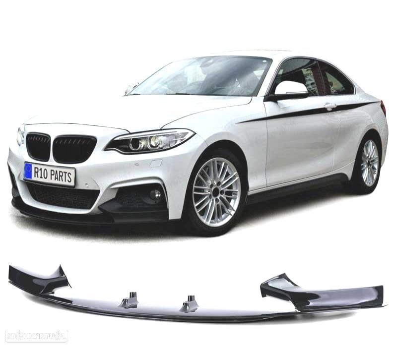 SPOILER LIP DIANTEIRO BMW F22 F23 LOOK M PERFORMANCE PRETO BRILHANTE - 1