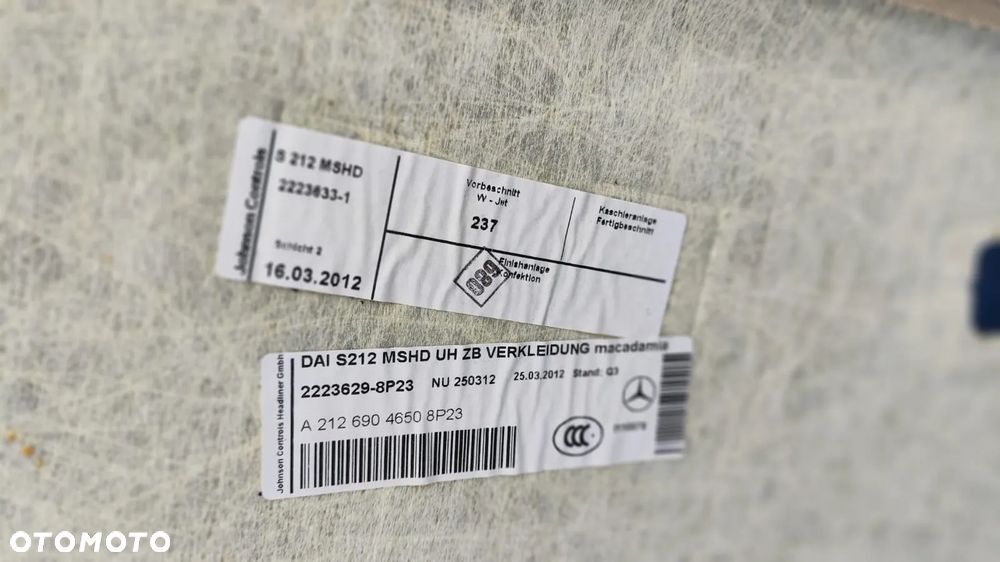 PODSUFITKA POD SZYBERDACH OSŁONA SZYBERDACHU BEŻOWA WIĄZKA INSTALACJA DACHU A2126904650 8P23 MERCEDES W212 KOMBI - 9