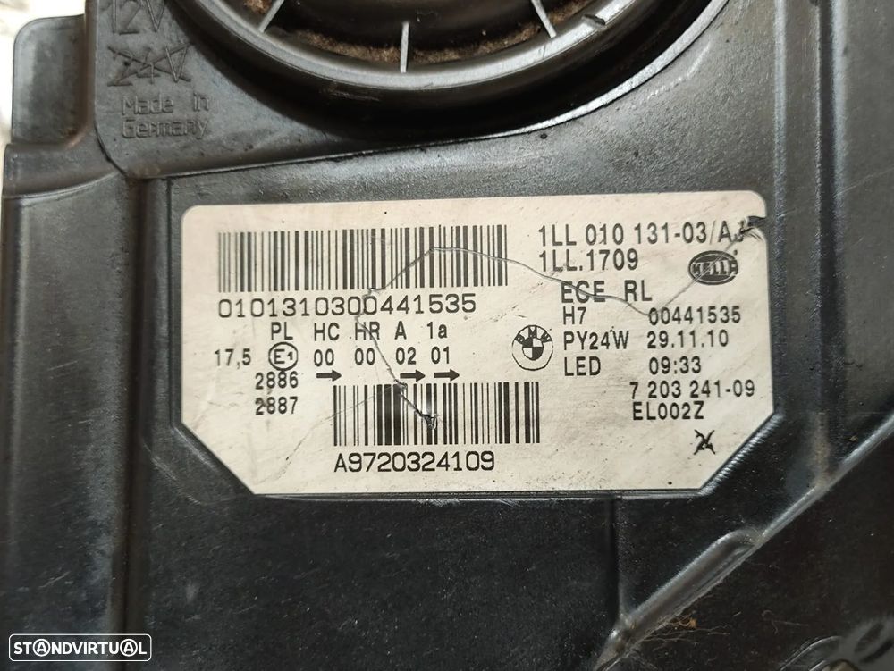 Conjunto Oticas Farois Frontal Frente Esquerda Halogenio Original BMW Serie 5 F10 Sedan Carro F11 Touring Carro 2011 a 2017 - 9