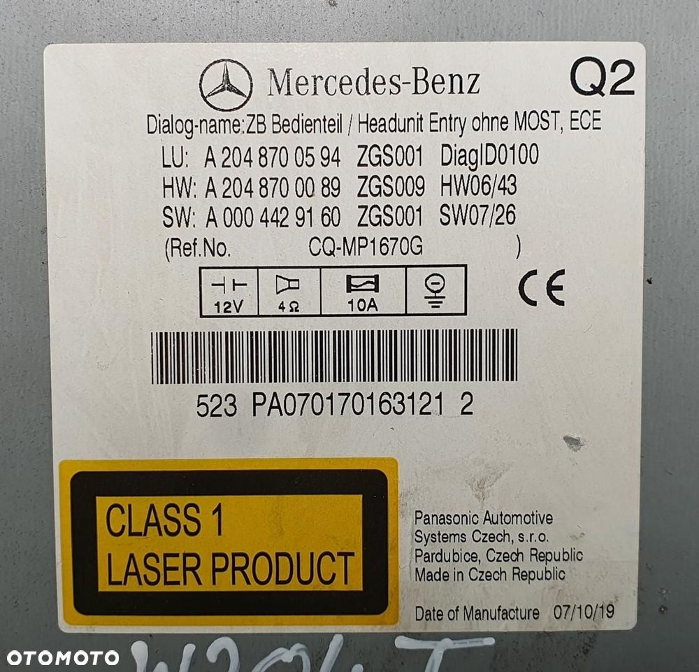 RADIO CD MERCEDES W204 A2048700594 A2048700089 - 4