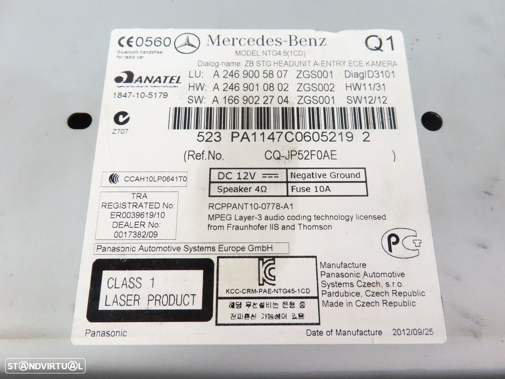 Sistema / Unidade de navegação Rádio CD / GPS Usado / Original MERCEDES-BENZ B-C... - 5