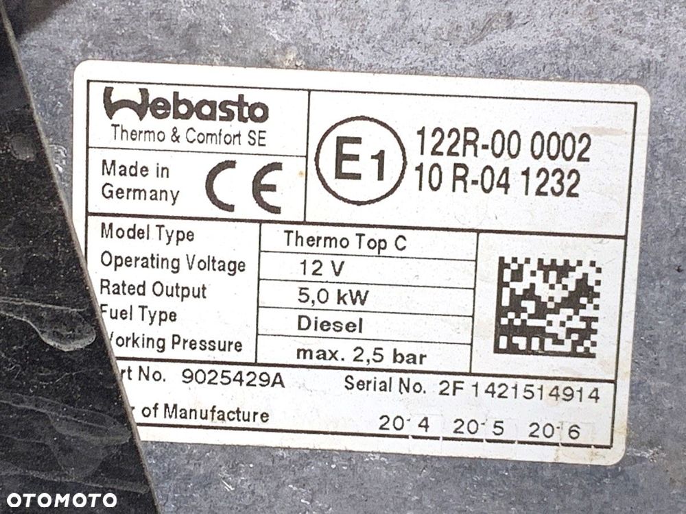 WEBASTO  VW TRANSPORTER V Autobus (7HB, 7HJ, 7EB, 7EJ) 2003 - 2015 1.9 TDI 75 kW [102 KM] olej - 6