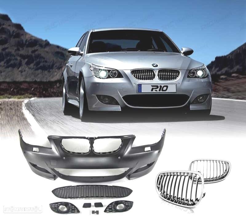 KIT PARA-CHOQUES + GRELHA BMW E60 03-07 LOOK M5 CROMODA SRA PDC - 1
