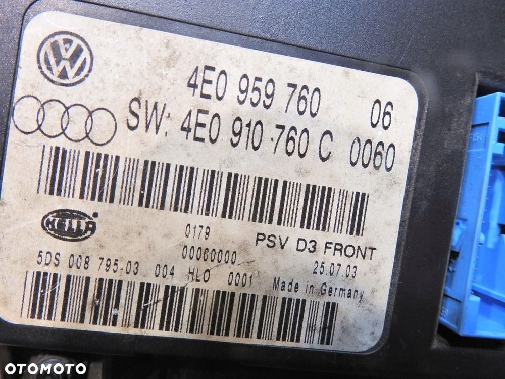 MODUŁ STEROWNIK FOTELA AUDI A8 D3 4E0959760 4E0910760C 5DS008795-03 - 4