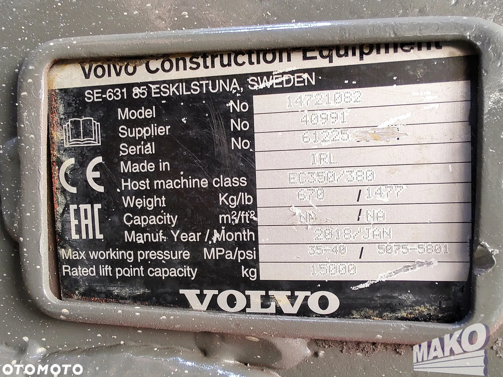 Szybkozłącze hydrauliczne Volvo Miller fi 110 100 - 5
