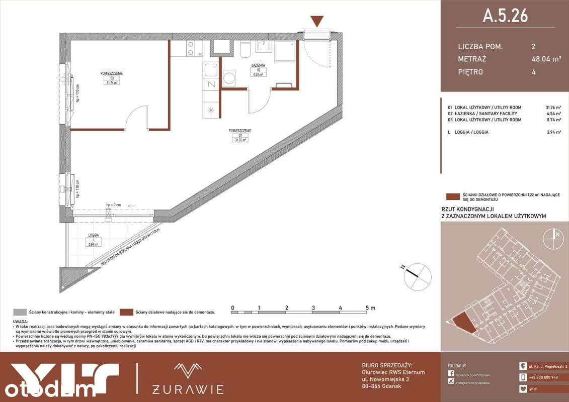 2-pokojowy apartament inwestycyjny 47m2 + loggia - Pełny obrazek: 2/23