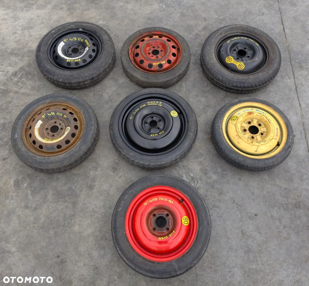 KOŁO ZAPASOWE DOJAZDOWE MIX 13" 14" 15" 16" 17" 18" 19" 20" FIAT VW TOYOTA FORD MAZDA VOLVO HONDA AUDI SEAT - 3