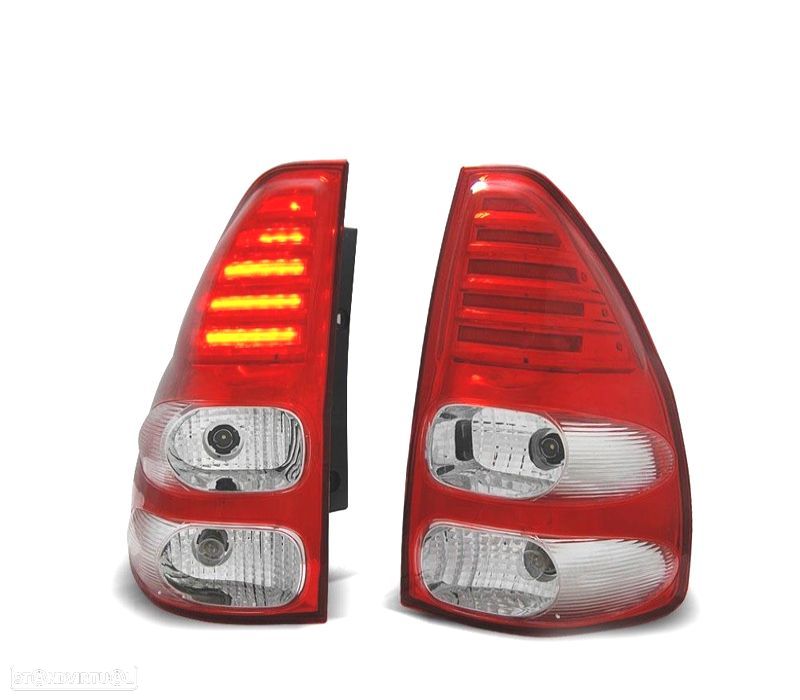 FAROLINS TRASEIROS TOYOTA LAND CRUISER FJ120 03-08 LED VERMELHO CROMADO - 1
