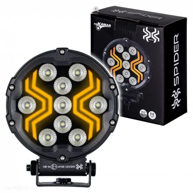 Lampa robocza X-SPIDER 9 LED okrągła halogen LED 12/24V moc 18W IP67 - 1