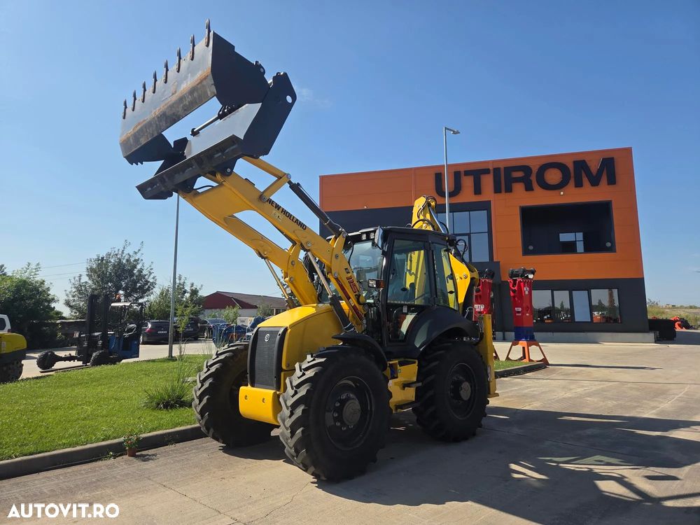 New Holland B115D, NOU, ROTI EGALE, 10t, FULL OPTION, motor 120CP, brat excv extensibil cu inst picon, cupa multifunctioinala 4x1, aer conditionat, masa operationala 10tone, cutie AUTOMATA POWERSHIFT, JOYSTICKURI, posibilitate leasing 5 ani-PROMOTIE 88.900 EUR - 10