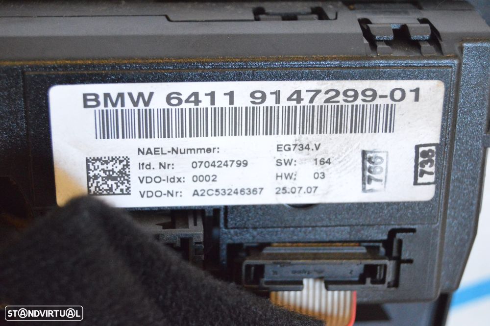 DISPLAY SOFAGEM COMANDO CONTROLO CHAUFFAGE AR CONDICIONADO AC CLIMATRONIC 64119199260 914729901 9147299 BMW SERIE 3 E90 320D 163CV M47D20 204D4 E91 SERIE 1 E82 E83 E87 - 5