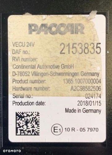 STEROWNIK MODUŁ VECU DAF XF CF 106 2153835 - 2