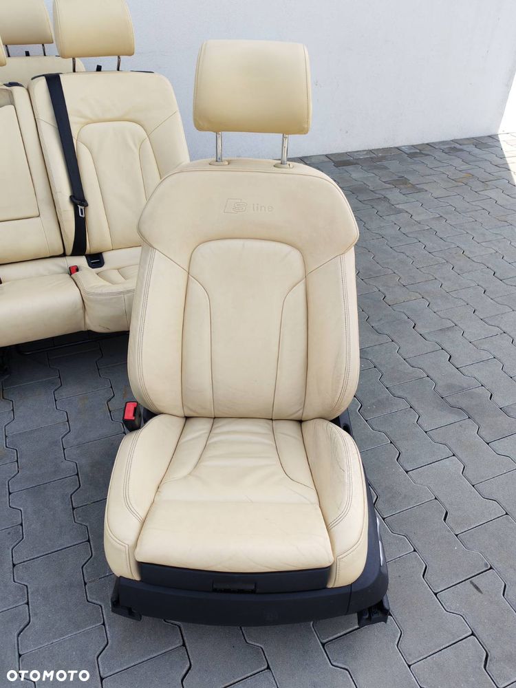 AUDI Q7 4L 05-15R FOTELE PRZOD KANAPA TYL DRUGI I TRZECI RZAD S-LINE JASNA BEZOWA SKORA 7 OSOB KOMPLET - 4