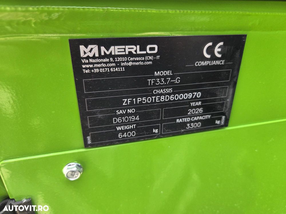 Merlo TELESCOPIC la 7m, TF33.7, 2026, NOU, Aer conditionat, cupa +furci, produs in Italia, posibilitate leasing 5 ani, garantie 1 AN, cupla rapida, transmisie 4x4x4 - 14