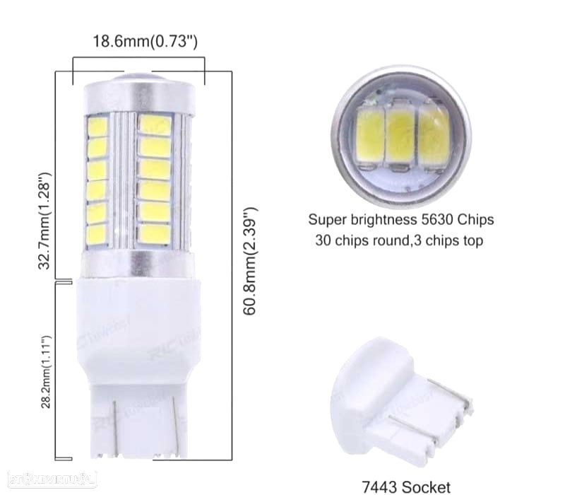 LÂMPADA LED T20 BRANCA 33 LED SMS CANBUS - 1