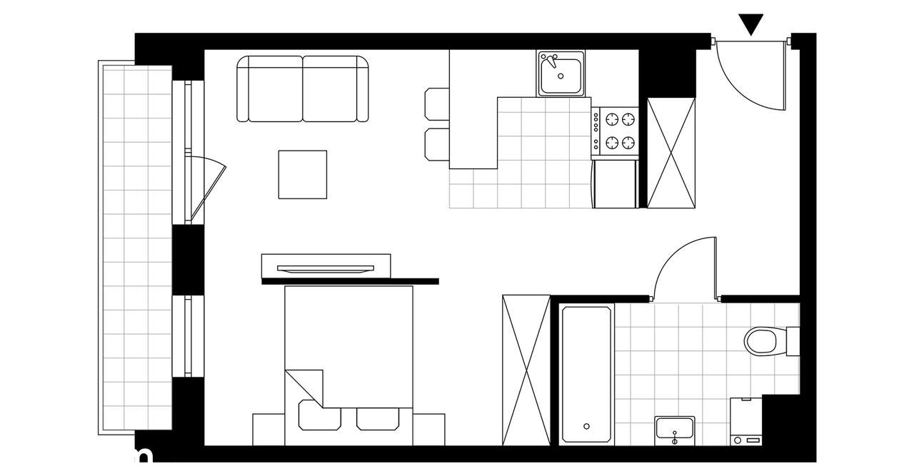 1-pokojowe mieszkanie 34m2 + balkon - Pełny obrazek: 3/23
