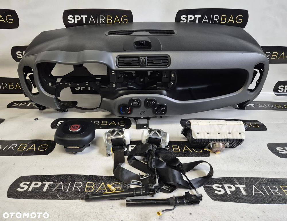 FIAT PANDA DESKA ROZDZIELCZA KONSOLA KOKPIT PULPIT PODUSZKI AIRBAG AIR BAG PASY KIT SET - 1