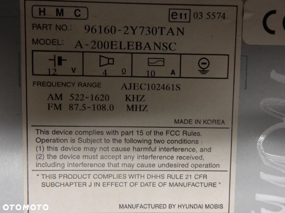HYUNDAI IX35 RADIO RADIOODTWARZACZ A-200ELEBANSC - 7