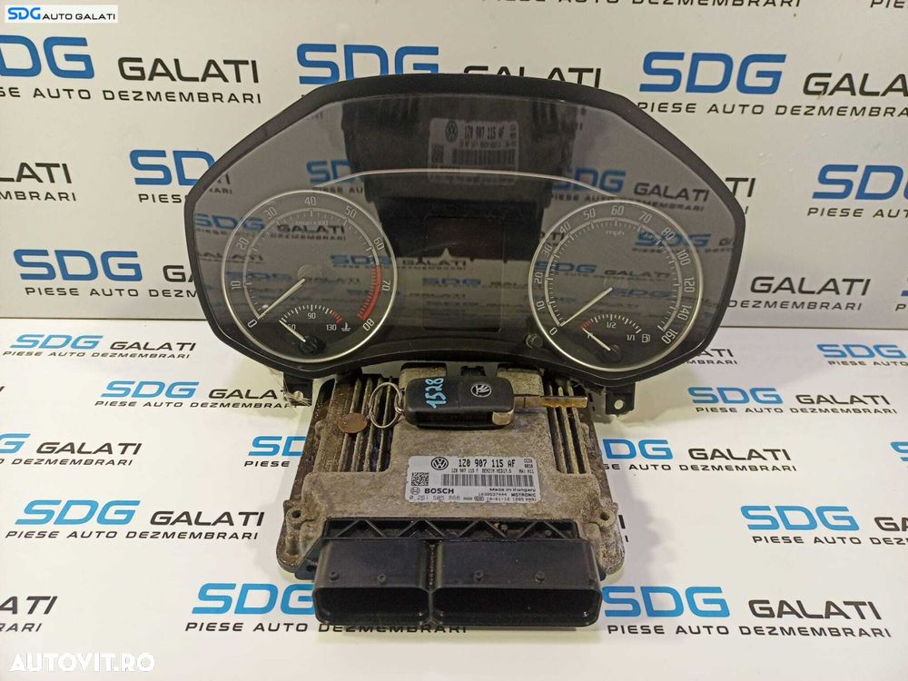 Kit Pornire ECU Calculator Motor Cip Cheie Imobilizator Ceas Ceasuri Cluster Instrumental Bord Skoda Octavia 2 FL Facelift 2.0 TSI TFSI 2008 - 2013 Cod 1Z0907115AF 1Z0907115F 0261S05868 [L1787] - 1