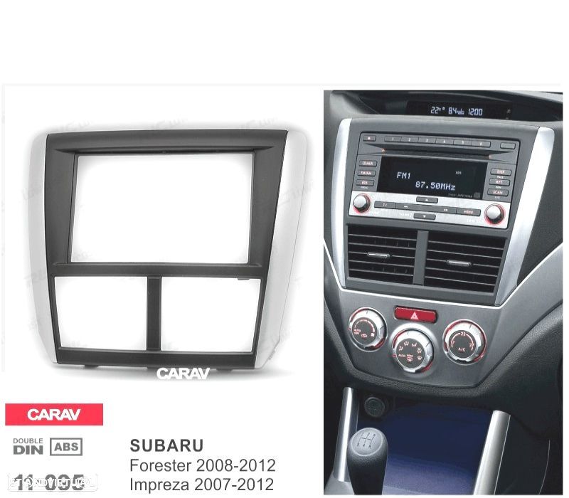 MOLDURA ADAPTADOR PRETO CINZENTA RADIO 2-DIN PARA SUBARU FORESTER 08-12 IMPREZA 07-12 - 3