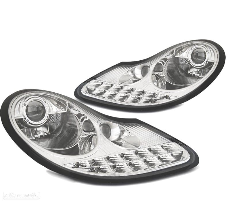 FARÓIS PORSCHE BOXSTER 96-04 NEW LED EDITION CROMADOS - 1