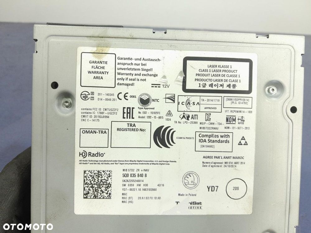 SKODA OCTAVIA III RADIO NAWIGACJA CZYTNIK MODUŁ 5Q0035840B - 6