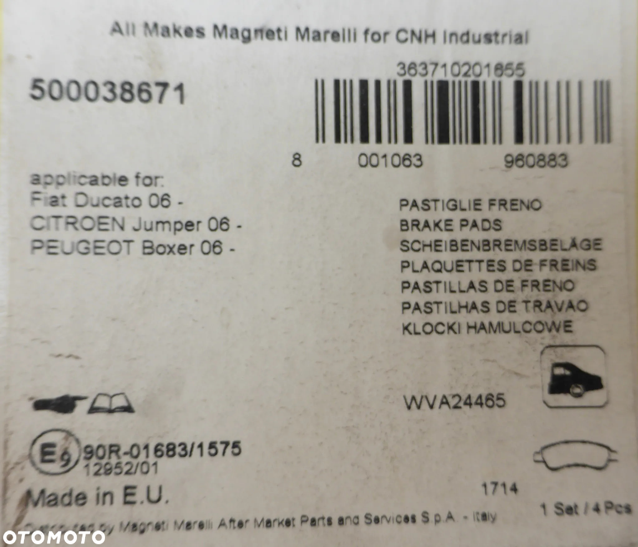 FIAT DUCATO JUMPER BOXER KLOCKI HAMULCOWE TYŁ MAGNETI MARELLI - 3