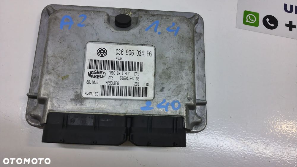 Audi A2 1.4 TDI Zestaw Startowy Komputer 036 906 034 EG - 12