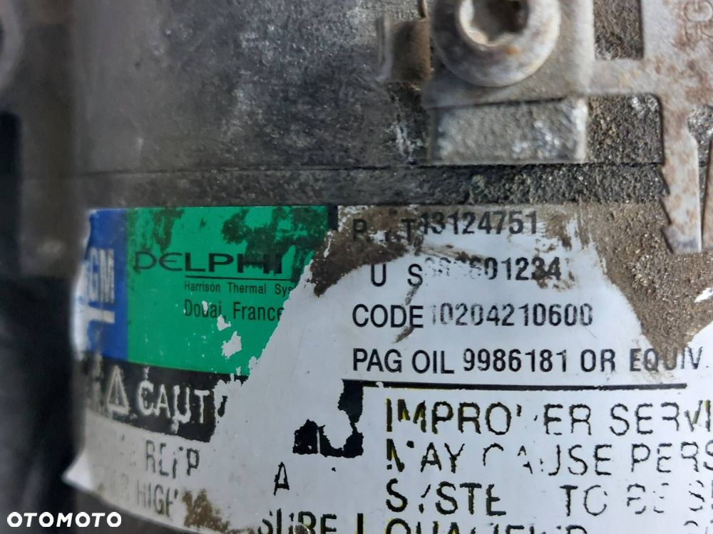 SPRĘŻARKA KOMPRESOR KLIMATYZACJI USZKODZONY OPEL MERIVA A 13124751 - 2