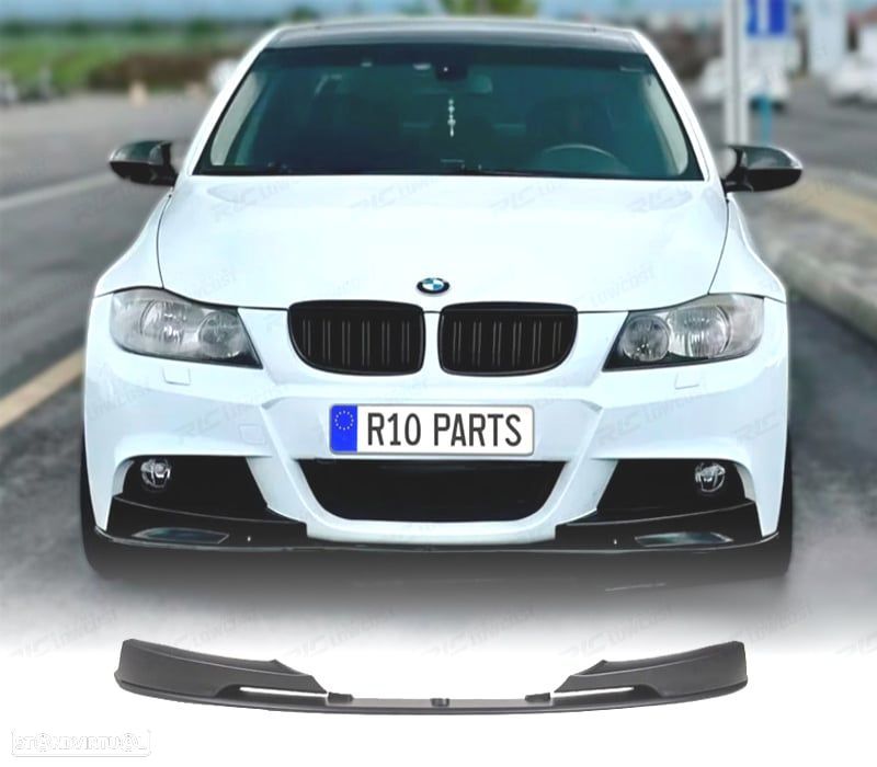 LIP SPOILER FRONTAL BMW E90 LCI 09-12 LOOK M PERFORMANCE PRETO BRILHANTE - 1