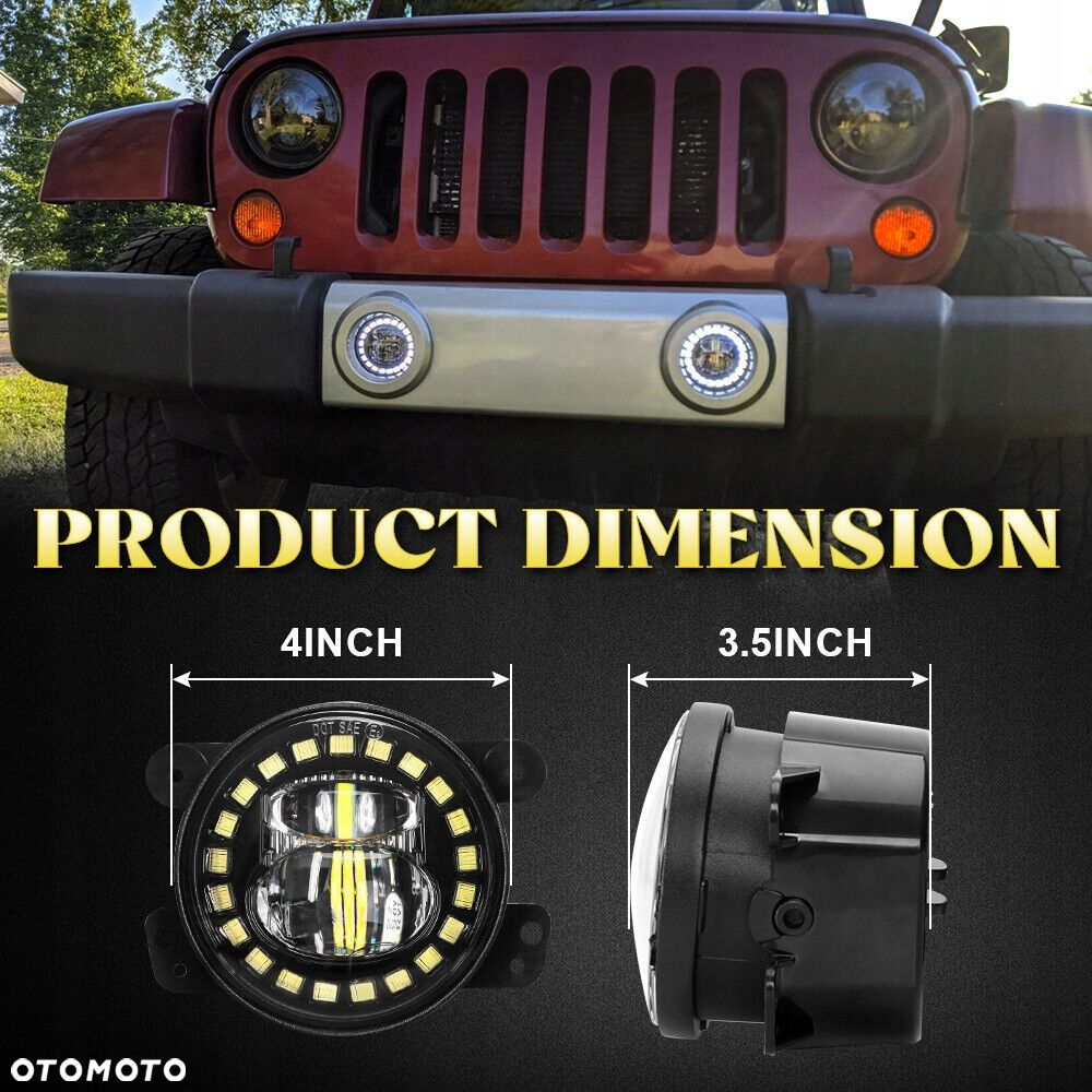 Lampy LED przeciwmgielne 4" cale z DRL do zderzaka Wrangler JL JK 2007 - 5