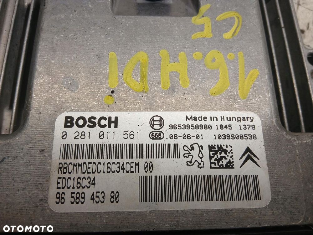 komputer silnika citroen c5 i 1.6 hdi 9658945380 0281011561 - 3