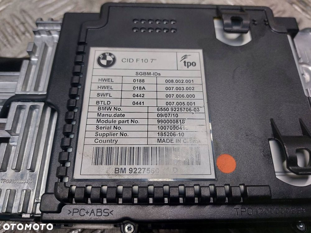 PANEL + WYŚWIETLACZ + CZYTNIK IDRIVE BMW F10 520d 9206444 9233010 - 11