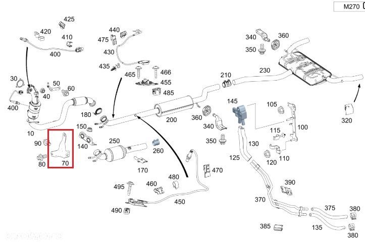 MERCEDES CLA GLA A-KL B-KL Uchwyt wydechu OE - 2