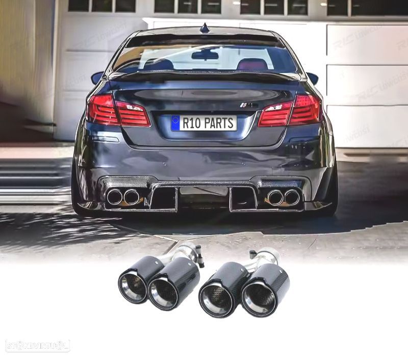 PONTEIRAS DE ESCAPE BMW LOOK M PERFORMANCE CROMADO CARBONO - 1