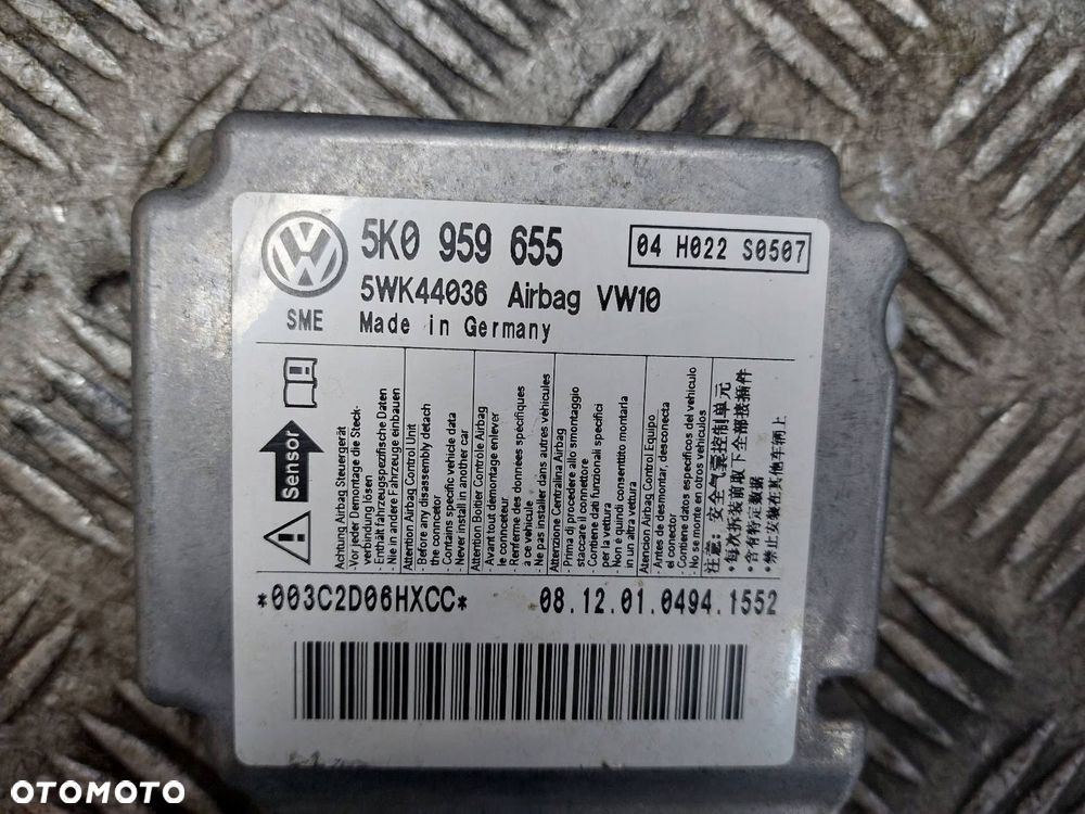 ZESTAW AIRBAG KOKPIT DESKA PODUSZKI PASY MODUŁ GOLF VI 5K0880201D - 12