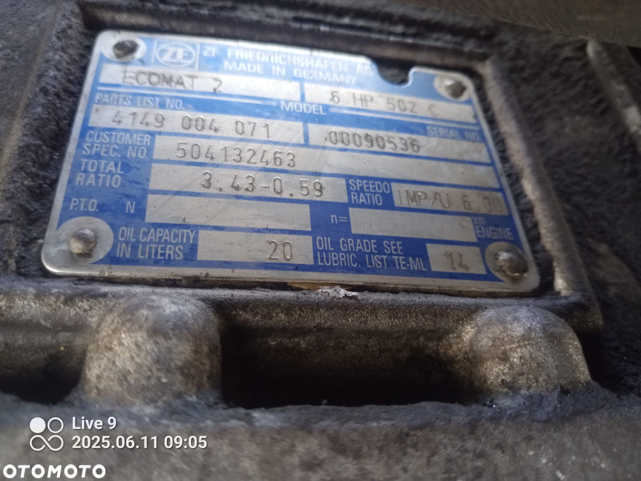 Skrzynia biegów ZF ECOMAT 2  6 HP 502 C AUTOMAT, IRISBUS CITELIS 12 - 5