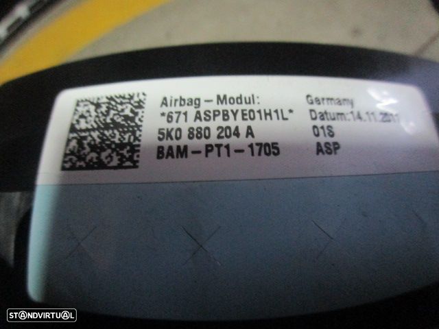 Kit Airbags 5K0880201P81U 5K0880204A 5K1880841D 5C0959655B 1K3857705AA 1K3857706AC 5K0959351  VW GOLF 6 2011 1.4I 80Cv 3P Preto PRETO - 12
